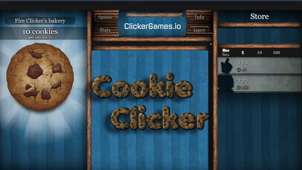 Una galleta gigante con pepitas de chocolate esperando un clic en el juego Cookie Clicker Online. 